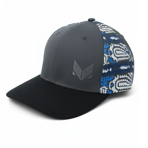 Grey & Black Cap with Traditional Jamdani Design